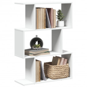 Room Divider Bookcase White Engineered Wood 3-Tier