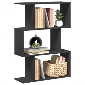 Room Divider Bookcase Black Engineered wood 3-Tier