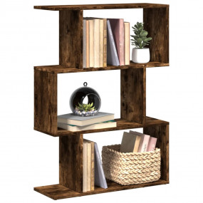 Room Divider Bookcase Smoked Oak Engineered Wood 3-Tier