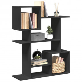 Room Divider Bookcase Black Engineered Wood Medium
