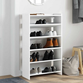 Shoe Rack White Engineered Wood Slim Shoe Rack Rectangu...
