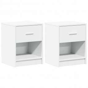 Bedside Cabinet Set of 2 White Engineered wood Medium