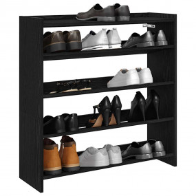 Shoe Rack Black Engineered Wood Compact Shoe Rack Recta...