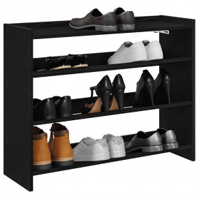 Shoe Rack Black Engineered Wood Slim Shoe Rack Rectangu...