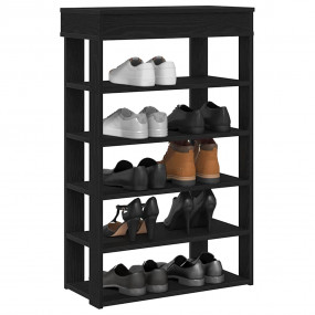 Shoe Rack Black Engineered Wood Slim Shoe Rack Rectangu...