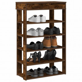 Shoe Rack Smoked Oak Engineered Wood 23.6 x 11.8 x 38.6...
