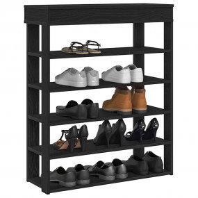 Shoe Rack Black Engineered Wood Medium Shoe Rack Rectan...