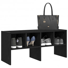 Shoe Rack Black Oak Engineered Wood Medium Stackable Sh...