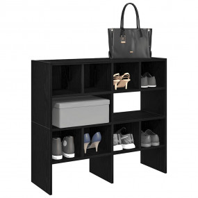 Shoe Rack Set of 2 Black Oak Engineered Wood Medium Sta...
