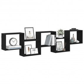 Wall Cube Shelf Black Engineered Wood Large Wall Cube S...