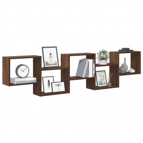 Wall Cube Shelf Brown Oak Engineered Wood Large Wall Cu...
