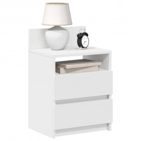 Bedside Cabinet White Engineered Wood Medium Bedside Ca...
