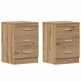 Bedside Cabinet Set of 2 Artisan Oak Engineered Wood Me...