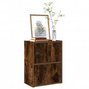 Bookcase Smoked Oak Engineered Wood Compact Doors Bookc...