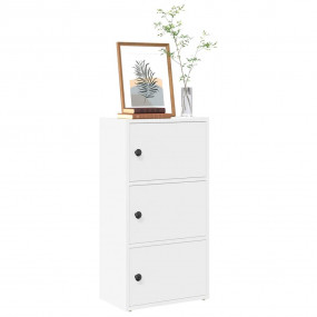 Bookcase White Engineered Wood Bookcase Rectangular Mod...