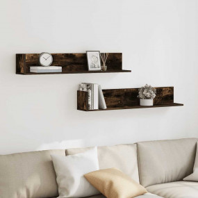 Wall Shelf Smoked oak Engineered wood 39.4 x 6.5 x 6.5 ...