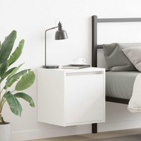 Wall-mounted Bedside Cabinet Set of 2 White Engineered ...