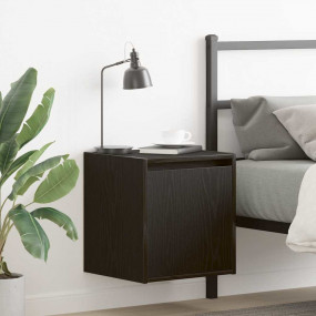 Wall-mounted Bedside Cabinet Set of 2 Black Engineered ...