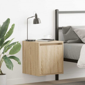 Wall-mounted Bedside Cabinet Set of 2 Sonoma Oak Engine...