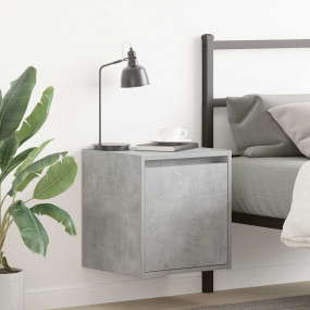 Wall-mounted Bedside Cabinet Set of 2 Concrete Grey Eng...
