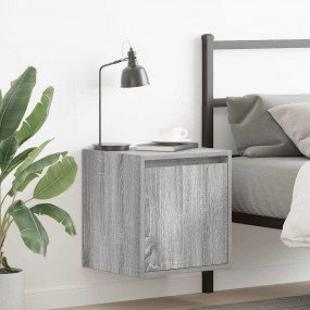 Wall-mounted Bedside Cabinet Set of 2 Grey Sonoma Engin...
