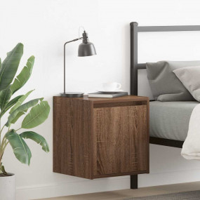 Wall-mounted Bedside Cabinet Brown oak Engineered wood ...
