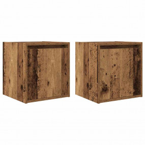 Wall-mounted Bedside Cabinet Set of 2 Old wood Engineer...