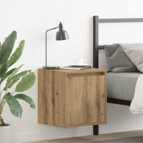 Wall-mounted Bedside Cabinet Artisan Oak Engineered woo...
