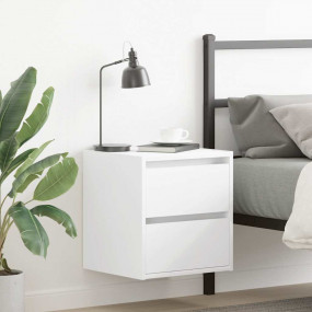 Wall-mounted Bedside Cabinet Set of 2 White Engineered ...