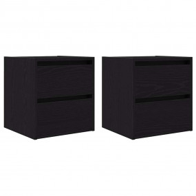 Wall-mounted Bedside Cabinet Set of 2 Black Oak Enginee...