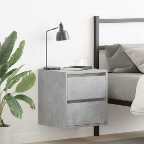 Wall-mounted Bedside Cabinet Concrete Gray Engineered W...