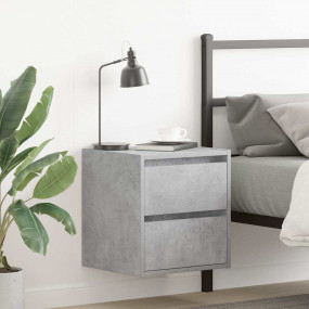 Wall-mounted Bedside Cabinet Set of 2 Concrete grey Eng...