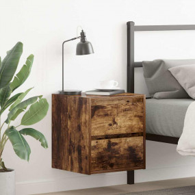 Wall-mounted Bedside Cabinet Smoked Oak Engineered Wood