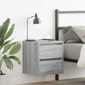 Wall-mounted Bedside Cabinet Set of 2 Grey Sonoma Engin...