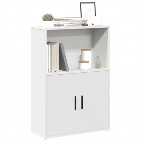 Bookcase White Engineered Wood Compact Bookcase Rectang...