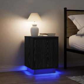 Bedside Cabinet Set of 2 Black Engineered wood Medium
