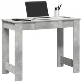 Desk Concrete Grey Engineered Wood 39.4x17.7x29.5 in De...