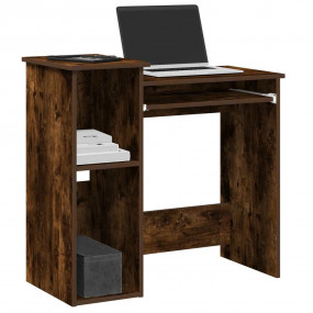 Desk Smoked Oak Engineered Wood Compact Desk Rectangula...