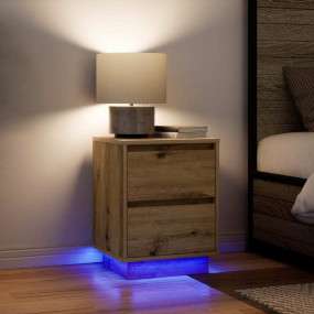 Bedside Cabinet Set of 2 Artisan Oak Engineered wood St...