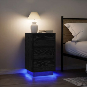 Bedside Cabinet Black Engineered Wood Large Bedside Cab...
