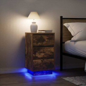 Bedside Cabinet Smoked Oak Engineered Wood Bedside Cabi...