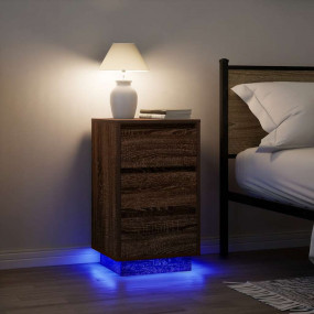 Bedside Cabinet Brown Oak Engineered wood Compact Bedsi...