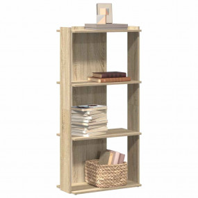Bookcase Sonoma oak Engineered wood, Solid teak wood 3-...