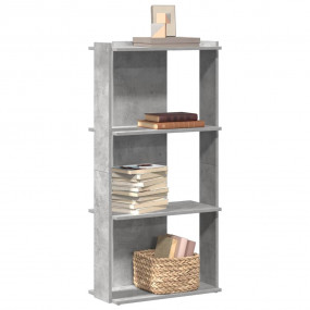Bookcase Concrete grey Engineered wood, Solid teak wood...