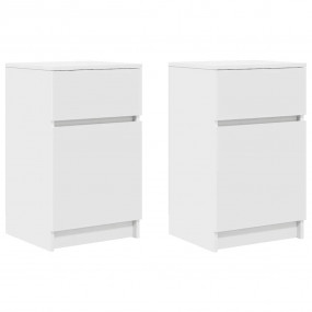 Bedside Cabinet Set of 2 White Engineered Wood