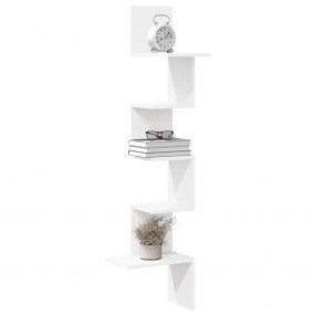 Wall Corner Shelf White Engineered wood 12.6x12.6x50.2 ...