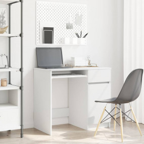 Desk White Engineered Wood Medium Desk Rectangular Mode...
