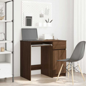 Desk Brown Oak Engineered Wood 33.9 x 19.3 x 29.9 in De...