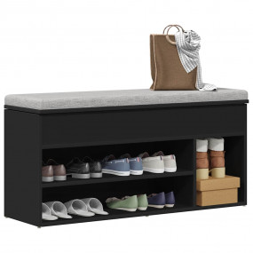 Shoe Bench Black Engineered Wood 40.2 x 12.0 x 17.7 in ...