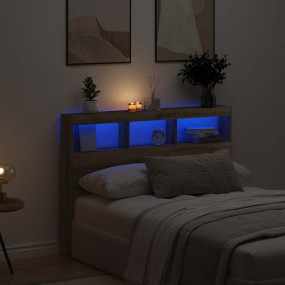 Headboard Cabinet Artisan oak Engineered wood LED Headb...